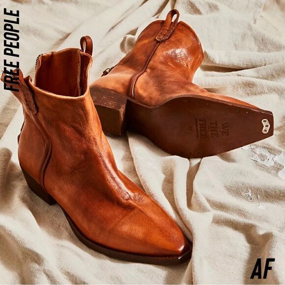 WE THE FREE WADE DISTRESSED ANKLE BOOTS IN WASHED CHESTNUT NEW SIZE 39.5 - Picture 1 of 10